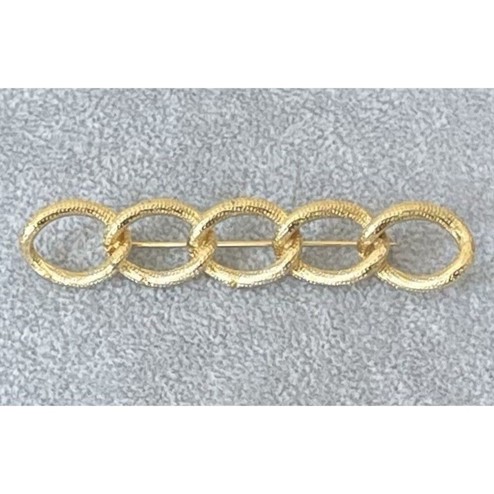 Vintage Lidz Signed Brooch Goldtone Infinity Link Pin
